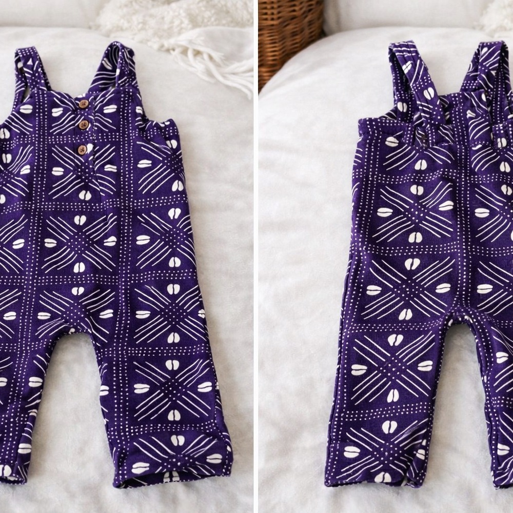 Ade + Ayo Purple Pattern Baby Romper | Size 3–6M